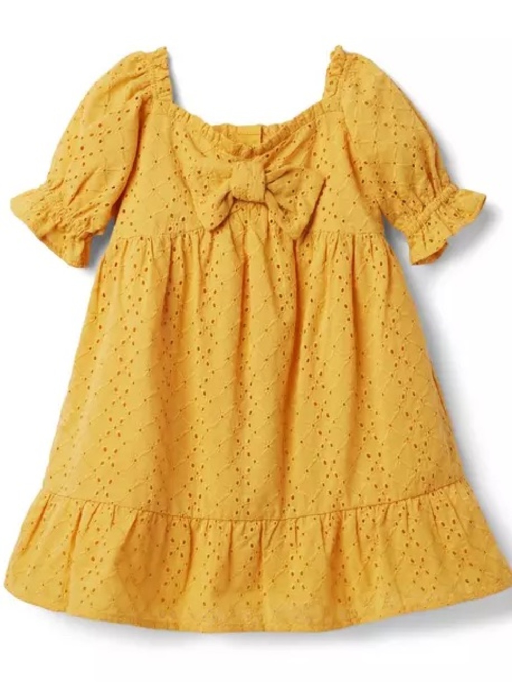 Janie and Jack Yellow Eyelet Dress with Front Bow